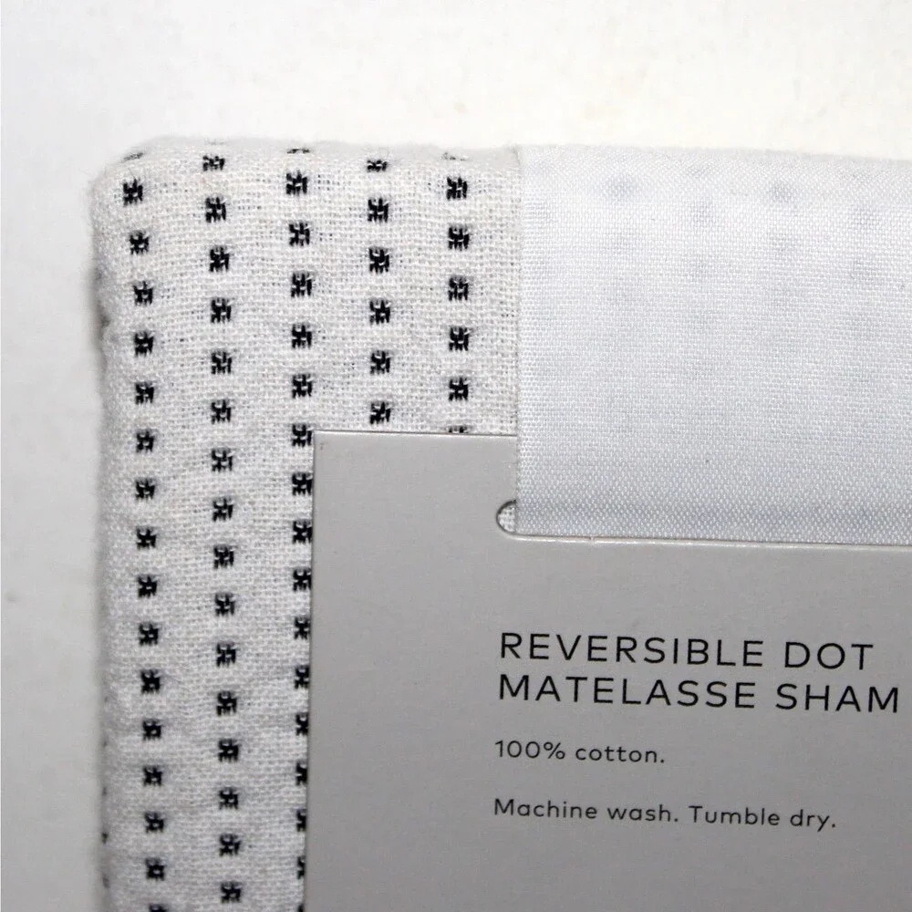 Project 62 White Dot Woven Pillow Cover Matelasse Sham reversible white gray
